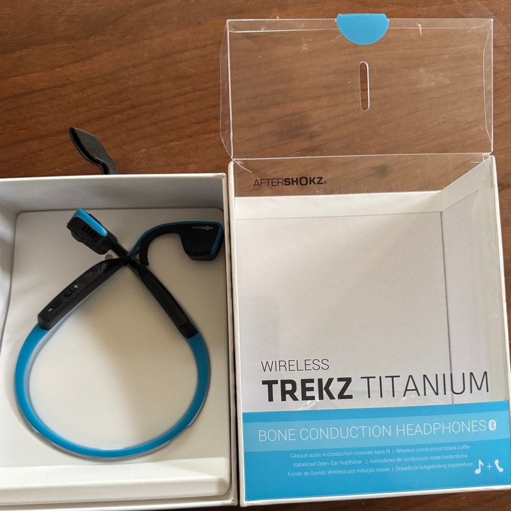 Aftershokz Trekz Titanium Wireless Bone Conduction Headphones - Blue